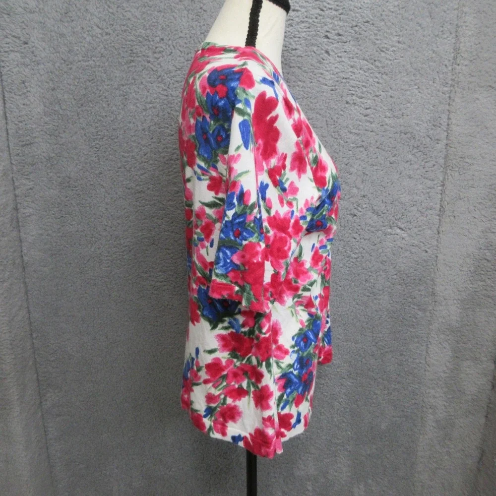 Talbots Cardigan Sweater Womens Large Multicolor‎ Floral V Neck Short Sleeve